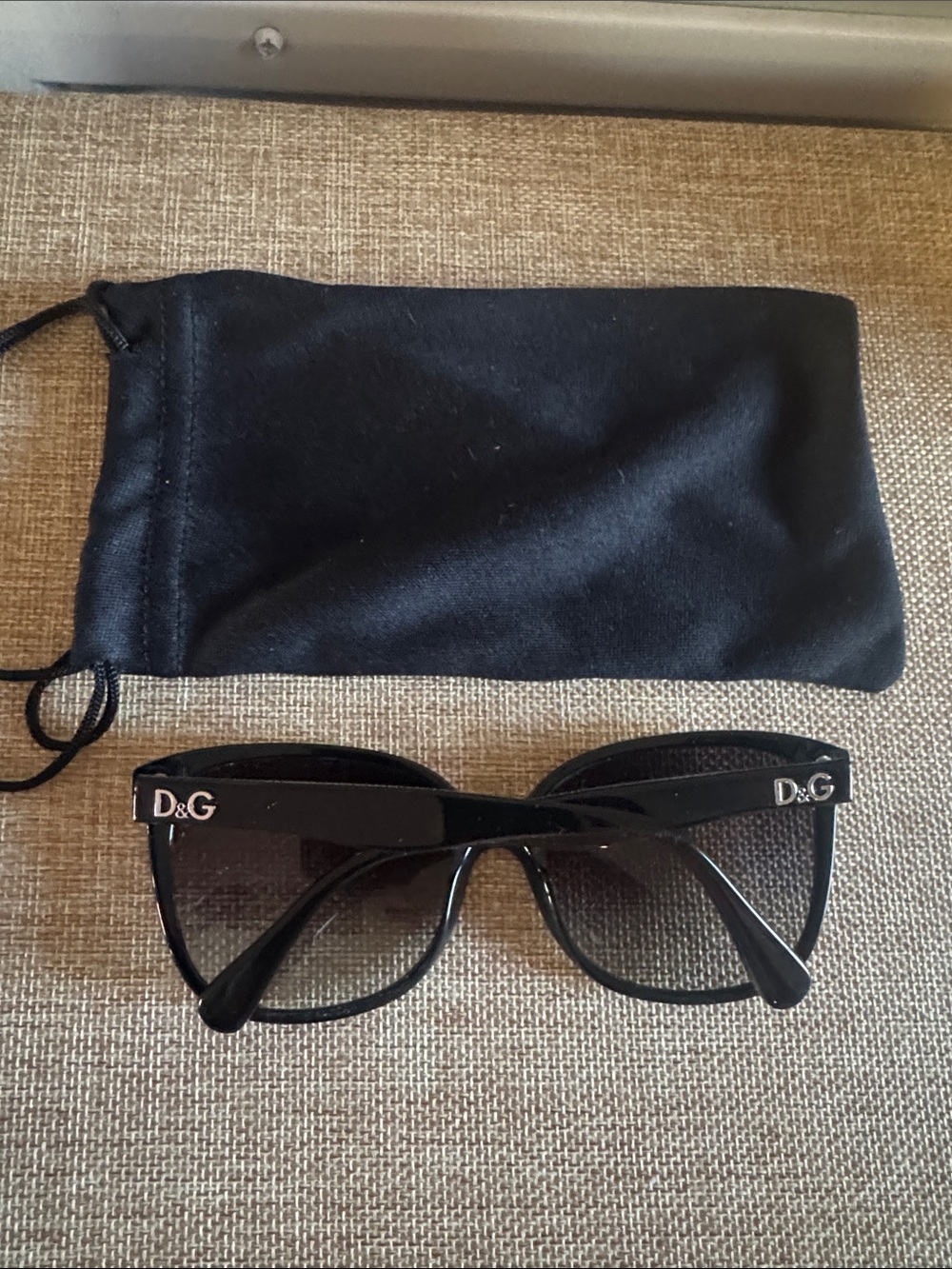 D&G Black Women's Cat-Eye Sunglasses with Logo Accents